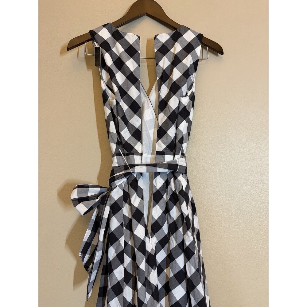 J.Crew Gingham Faux-Wrap Cotton Poplin Midi Dress 00 NWT Black & White Classic - Picture 11 of 11